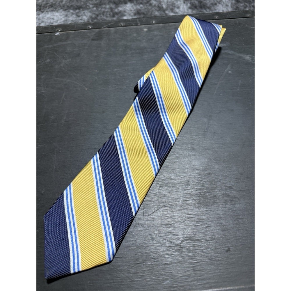 Brooks Brothers Silk Tie  Blue And‎ Yellow W/ Diaganol Stripe.